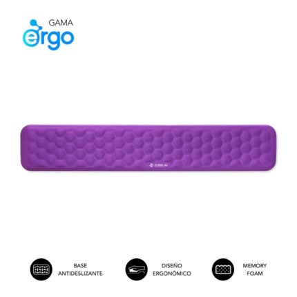 Subblim Ergo Airpadding ReposamuÃ±ecas para Teclado - Espuma Viscoelastica 65D - Tejido AirMesh Transpirable - Base Antideslizante - Color Lila