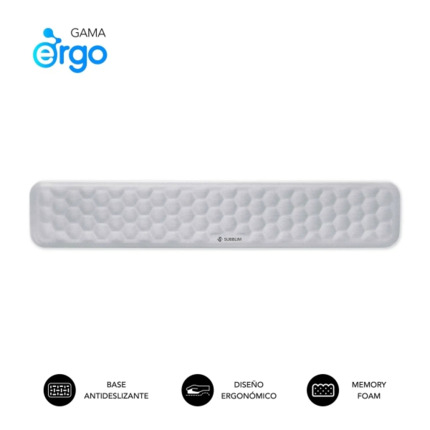 Subblim Ergo Airpadding ReposamuÃ±ecas para Teclado - Espuma Viscoelastica 65D - Tejido AirMesh Transpirable - Base Antideslizante - Color Plata
