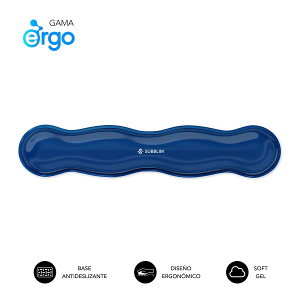 Subblim Ergo Crystal Flex ReposamuÃ±ecas para Teclado - Gel Refrigerante Autoajustable - DiseÃ±o Ondulado Ergonomico - Base Anti