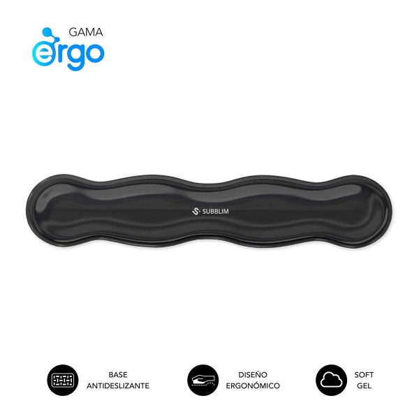 Subblim Ergo Crystal Flex ReposamuÃ±ecas para Teclado - Gel Refrigerante Autoajustable - DiseÃ±o Ondulado Ergonomico - Base Anti