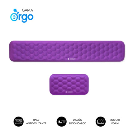 Subblim Pack Ergo Airpadding ReposamuÃ±ecas para Teclado y Raton - Espuma Viscoelastica 65D - Tejido AirMesh Transpirable - Base Antideslizante - Color Lila