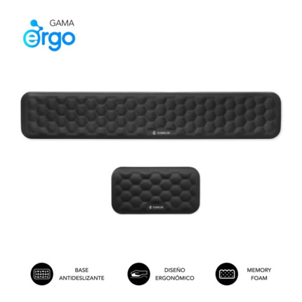 Subblim Pack Ergo Airpadding ReposamuÃ±ecas para Teclado y Raton - Espuma Viscoelastica 65D - Tejido AirMesh Transpirable - Base Antideslizante - Color Negro