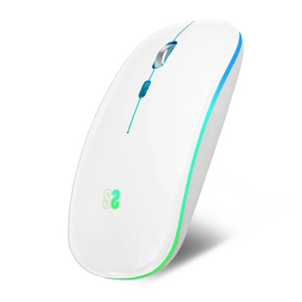 Subblim RatÃ³n LED Dual Flat Mouse - ConexiÃ³n Dual - Silent Click - IluminaciÃ³n LED en 7 colores - BaterÃ­a de larga duraciÃ³n - Color Blanco