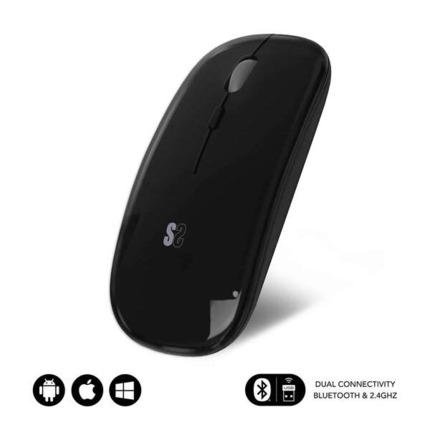 Subblim Raton Dual Flat - Conectividad Dual - Tecnologia Silent Click - Bateria de Larga Duracion - DiseÃ±o Elegante - Color Negro