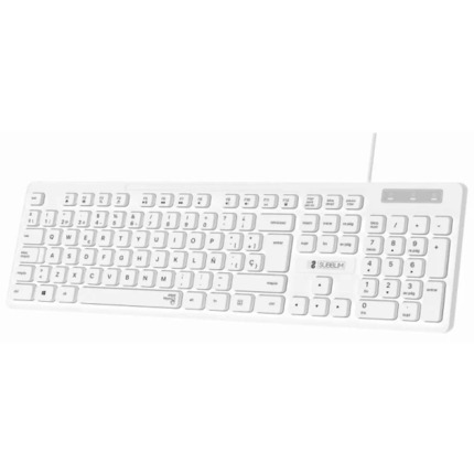 Subblim Teclado Business Slim Silencioso - 430 x 132 x 23 mm - Teclas Planas - Resistente a salpicaduras - DiseÃ±o delgado y completo - Conector USB Plug&Play - Color Blanco