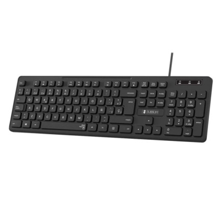 Subblim Teclado Business Slim Silencioso con Cable USB - DiseÃ±o Ergonomico y Teclas Planas de Bajo Perfil - Resistente a Derrames - Pulsaciones Silenciosas - Color Negro