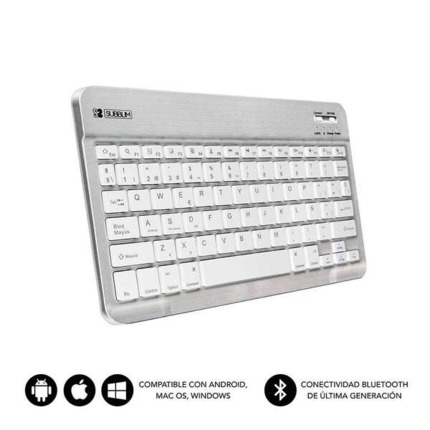 Subblim Teclado Smart Bluetooth - Ultrafino y Ultraligero - Conectividad Wireless Bluetooth 30 - Compatible con Apple, Android, Windows y Smart TV - DiseÃ±o Slim de 6Mm - Teclas Tipo Chiclet - Bateria de Larga Duracion - Color Plata