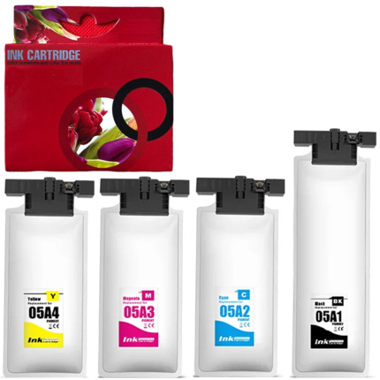 T05A1 T05A2 T05A3 T05A4 K-C-M-Y pack 4 tintas pigmentadas compatible con Epson Workforce WF C878 y WF C879