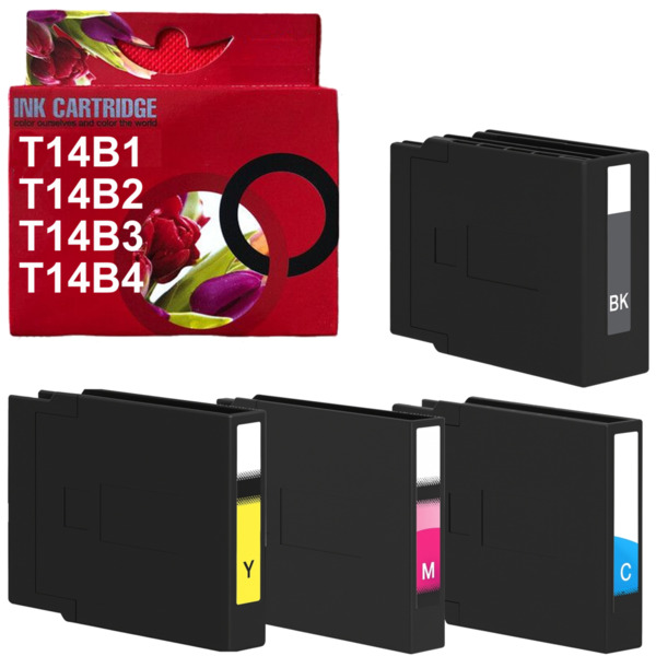 T14B1 T14B2 T14B3 T14B4 pack 4 cartuchos de tinta pigmentada multicolor compatible con Epson C13T14B140 C13T14B240 C13T14B340 C1