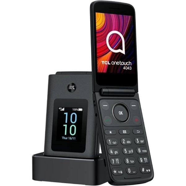 TCL One Touch 4043 Telefono Movil Pantalla Principal 3.2", Secundaria 1.77" Bluetooth 5.0 - Camara 2MP - Base de Carga - Color G