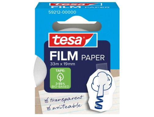 Tesa Paper Pack de 1 Cinta Adhesiva de Papel 19mm x 33 Metros - Casi Invisible en Superficies de Color Claro - Se puede Cortar c