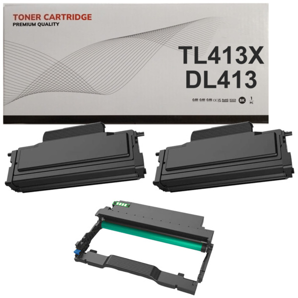 TL413X DL413 pack 2 toner y 1 tambor (drum)  compatible con Pantum M7107DN, M7107DW, P3307DN, P3307DW