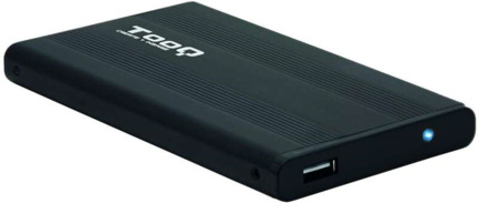 Tooq Carcasa Externa HDD/SDD 2.5" hasta 9,5mm SATA USB 2.0 - Color Negro