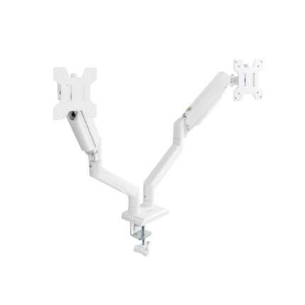 Tooq Soporte de Mesa con Brazos Articulados para 2 Monitores de 13"-34" - Giratorio e Inclinable - Piston de Gas - Peso Max 10kg x Brazo - VESA 100x100mm - Color Blanco