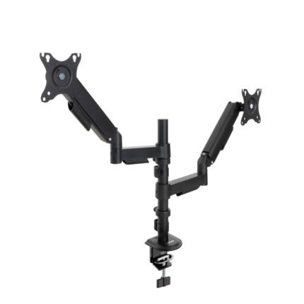 Tooq Soporte de Mesa con Brazos Articulados para 2 Monitores de 17"-32" - Regulable en Altura, Giratorio e Inclinable - Gestion de Cables - Peso Max 9kg x Brazo - VESA 100x100mm
