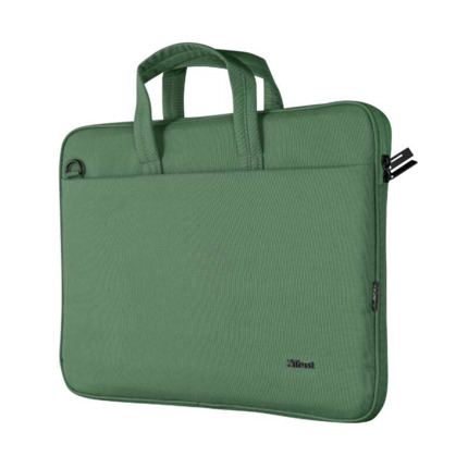 Trust Bologna Maletin para Portatil hasta 16 - Fabricado con Materiales Reciclados - Compartimento Exterior - Acolchado - Asa y Bandolera de Transporte