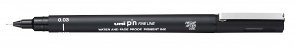 Uni-ball PIN003 Rotulador Calibrado - Punta Poliacetal 0.03mm - Tinta Pigmentada Resistente al Agua y Luz - Color Negro