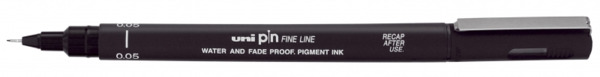 Uni-ball PIN005 Rotulador Calibrado - Punta Poliacetal 0.05mm - Tinta Pigmentada Resistente al Agua y Luz - Color Negro