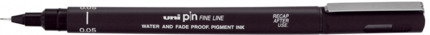 Uni-ball PIN05-200(S) Rotulador Calibrado - Punta Poliacetal 0.5mm - Tinta Pigmentada Resistente al Agua y Luz - Color Negro