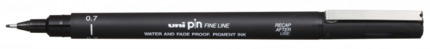 Uni-ball PIN07-200(S) Rotulador Calibrado - Punta Poliacetal 0.7mm - Tinta Pigmentada Resistente al Agua y Luz - Trazo Nitido y Suave - Color Negro