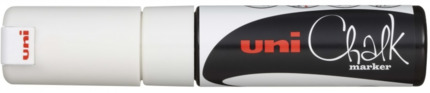 Uni-ball PWE-8K Marcador de Tiza Liquida - Punta Biselada 8mm - Borrado en Humedo - Resistente a la Lluvia - Color Blanco