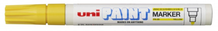 Uni-ball PX-20 Marcador de Pintura - Punta Acrilica de Bala 2.2-2.8mm - Permanente en Todas las Superficies - Resistente a Luz y Agua - Cuerpo de Aluminio - Color Amarillo