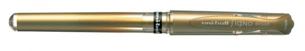 Uni-ball Signo Broad UM-153 Roller de Tinta Gel - Punta de Bola 1mm - Trazo Estilo Pluma - Sujecion de Caucho - Color Oro