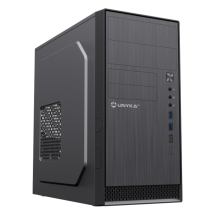 Unykach Aero C12 V2 Caja Torre MicroATX - TamaÃ±o Disco Soportado 3.5", 2.5" - USB-A 3.0, USB-C 2.0, Audio - Color Negro