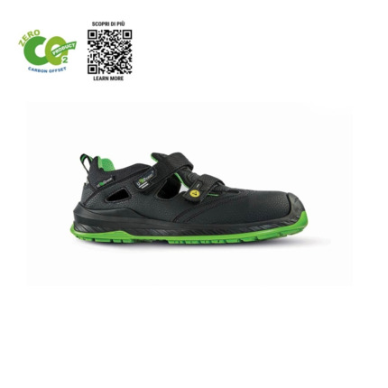 Upower Brook UK S ESD Calzado de Seguridad - Talla 42 - Anti-Perforacion, Puntera Ultraligera, Forro Transpirable, Suela Antideslizante, Carbon Neutral - Color Negro/Verde