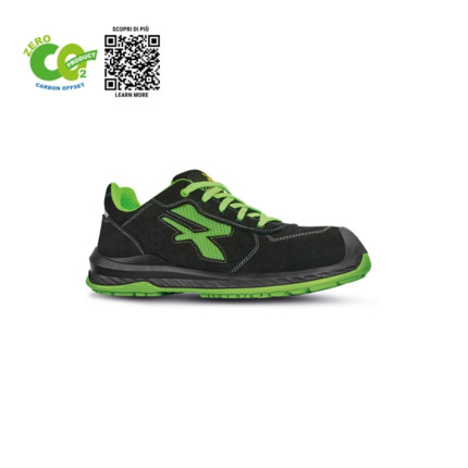 Upower Canyon UK S ESD Calzado de Seguridad Ecologicos - Talla 48 - Proteccion S1PS FO SR, Comodidad Maxima - Color Negro/Verde