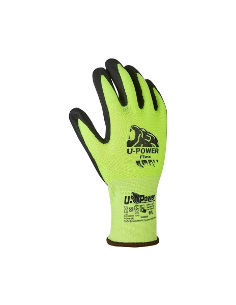 Upower Flex Guantes de Trabajo con Destreza y Flexibilidad - Talla 9 - Dorso Elastico Transpirable, Palma Resistente, Compatible