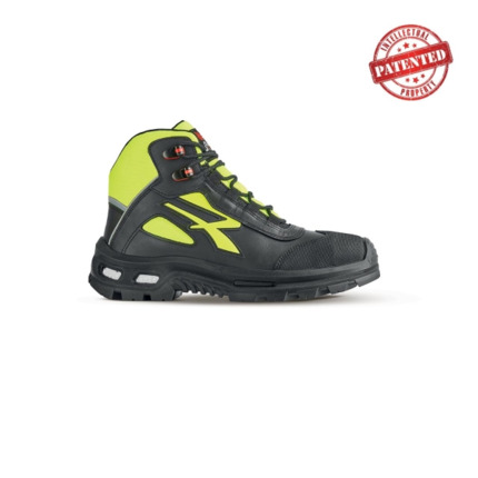 Upower Form S ESD Zapato de Seguridad Alto - Talla 41 - Cuero de Grano Suave, Puntera Antiabrasion, Repelente al Agua, Forro Wingtex, Proteccion S3S CI FO SR - Color Negro/Amarillo