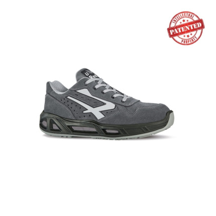 Upower Going Carpet S ESD Calzado de Seguridad Bajos - Talla 41 - Gamuza Perforada, Puntera de Aluminio, Antiarrugas, Antideslizante, Proteccion S1PS FO SR - Color Gris/Blanco