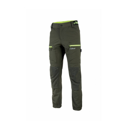Upower Harmony Pantalones de Trabajo de Verano - Talla M - Corte Jogging, Impermeables, Secado Rapido, Multiples Bolsillos, Detalles Reflectantes - Color Verde Oscuro