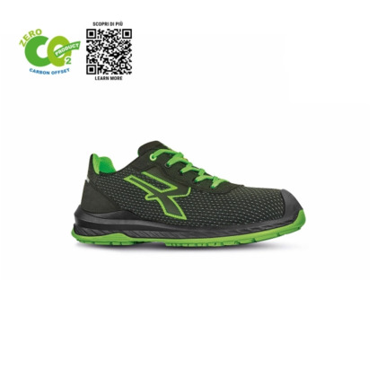 Upower Island UK S ESD Calzado de Seguridad Carbon Neutral - Talla 46 - Proteccion S3S CI FO SR, Confort y Seguridad - Color Negro/Verde