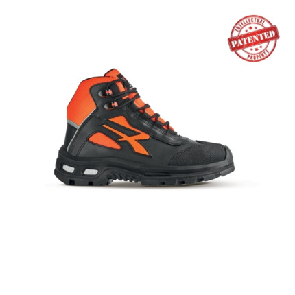 Upower Kreed S ESD Zapato de Seguridad Alto - Talla 41 - Forro de Cuero de Grano Suave, Puntera Resistente a la Abrasion, Repelente al Agua, Proteccion S3S CI FO SR - Color Negro/Naranja