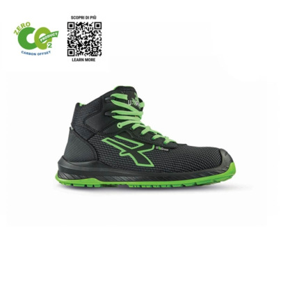 Upower Lake UK S ESD Calzado de Seguridad Carbon Neutral - Talla 42 - Proteccion S3S CI FO SR, Puntera AirToe Composite, Antideslizante, Resistente al Aceite, Antiestatico - Color Negro/Verde