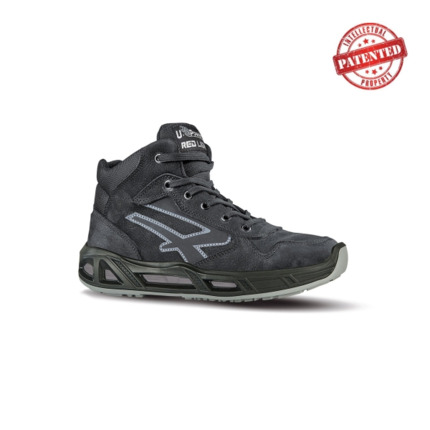 Upower Lift Carpet S ESD Calzado de Seguridad Altos - Talla 47 - Cuero Nubuck, Puntera de Aluminio, Hidrofugos, Antiarrugas, Antideslizantes, Proteccion S3S CI FO SR - Color Gris Oscuro