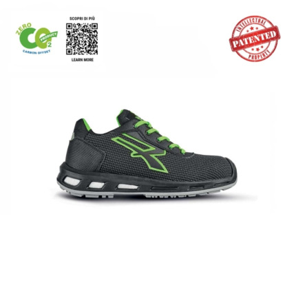 Upower Malibu S ESD Calzado de Seguridad Ecologicos - Talla 37 - Puntera AirToe Aluminium, Sistema Antiperforacion, Suela Antideslizante, Retorno de Energia Infinergy, Proteccion S3S CI FO SR - Color Negro/Verde