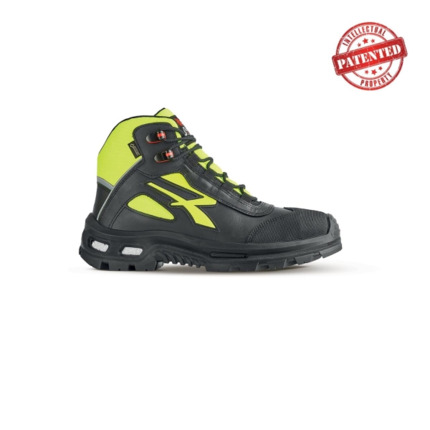 Upower Mind S 3 Zapato de Seguridad Alto - Talla 41 - Cuero de Grano Suave, Puntera en Compuesto, Forro Gore-Tex, Suela Infinergy, Proteccion S7S CI FO SR - Color Gris/Amarillo