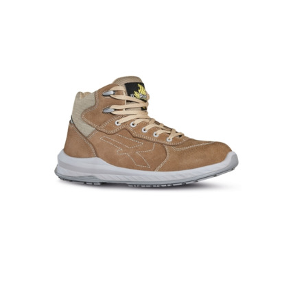 Upower Rebel S ESD Calzado de Seguridad Confortables - Talla 42 - Piel Nubuck Hidrofuga, Puntera Airtoe Composite, Antiperforacion, Suela Antideslizante, Proteccion Frio, Transpirables - Color Beige