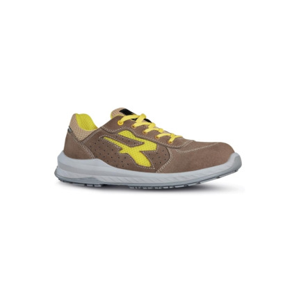 Upower Reflex S ESD Calzado de Seguridad Ligero - Talla 44 - Gamuza Perforada, Puntera Compuesta, Antiperforacion Textil, Suela Antideslizante, Plantilla Antifatiga, Proteccion S1PS FO SR - Color Beige/Amarillo