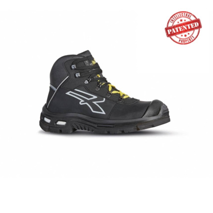 Upower Silver S ESD Zapato de Seguridad ESD - Talla 44 - Parte Superior Hidrofuga, Costuras de Kevlar, Sistema Infinergy, Puntera AirToe Aluminium, Suela Antiperforacion, Antideslizante, Proteccion S3S CI FO SR - Color Negro/Amarillo