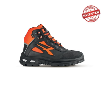 Upower Spirit S Zapato de Seguridad Alto - Talla 42 - Forro de Cuero de Grano Suave, Puntera Resistente a la Abrasion, Repelente al Agua, Forro Gore-Tex, Proteccion S7S CI FO SR - Color Gris/Naranja