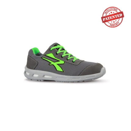 Upower Summer S ESD Calzado de Seguridad - Talla 46 - Puntera AirToe Aluminium, Antipinchazos, Suela Infinergy, Transpirable, Proteccion S1PS FO SR - Color Gris/Verde