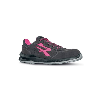 Upower Tokyo S ESD Calzado de Seguridad para Mujer - Talla 38 - Plantilla Antifatiga, Gamuza Perforada, Puntera AirToe Composite, Antiperforacion, Suela Antiabrasion - Color Gris/Rosa