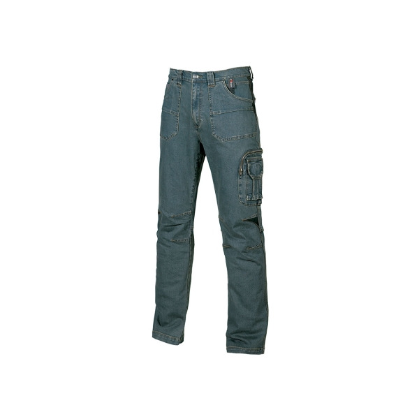 Upower Traffic Pantalon Jeans Stretch - Talla 48 - Bolsillos Delanteros Amplios, Bolsillo Lateral para Herramientas, Porta Telef