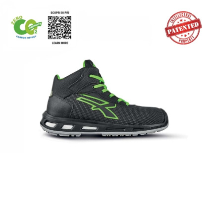 Upower Ventura S ESD Calzado de Trabajo Carbon Neutral - Talla 40 - Antiperforacion, Retorno de Energia, Proteccion S3S CI FO SR - Color Negro/Verde