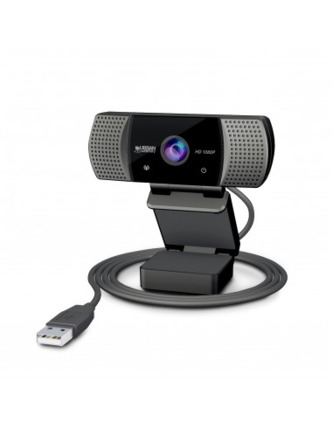 Urban Factory Webee Webcam USB 2Mpx - Full HD 1080P - Enfoque Automatico - Microfono Incorporado - Tapa de Privacidad - Color Negro