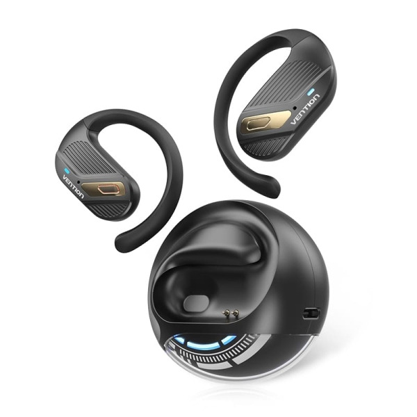 Vention OpenBeat O12 Auriculares Bluetooth 5.4 con Estuche de Carga - True Wireless - Open Ear - 7h Autonomia - Color Negro